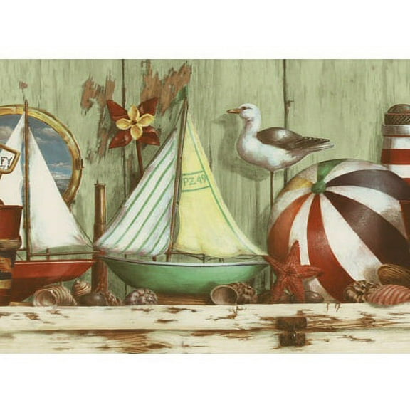 879052 Beach Decor Shelf Wallpaper Border 144b07139