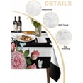 thumbnail image 5 of Pink Flowers Suqare Tablecloth - 54 x 54 Inch, Spring Floral Butterflies Black White Striped Farmhouse Waterproof & StainResistant Tablecloth, Washable Oil-proof Table Cover for Dining/Party/Wedding, 5 of 9