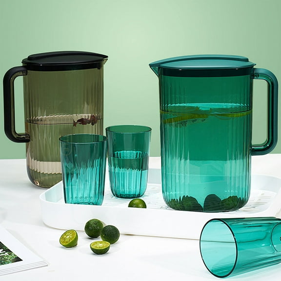 Viflosae Tea Pitcher Lemonade Pitcher 1 Set Plastic Water Pitcher Cup Set Iced Tea Pitcher Lemonade Pitcher Hot Cold Water Pitcher Drinking Glasses Nesting Cups for Home Kitchen