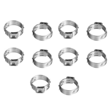 

BLUESON 10pcs PEX Stainless Steel Clamp Ring Crimp Fittings Single Ear Clamp Hose Clamps