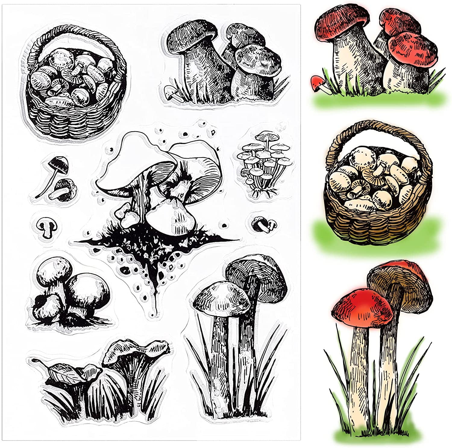 Mushroom Clear Stamp Set - Transparent Silicone Stamps For Card Making & Scrapbooking