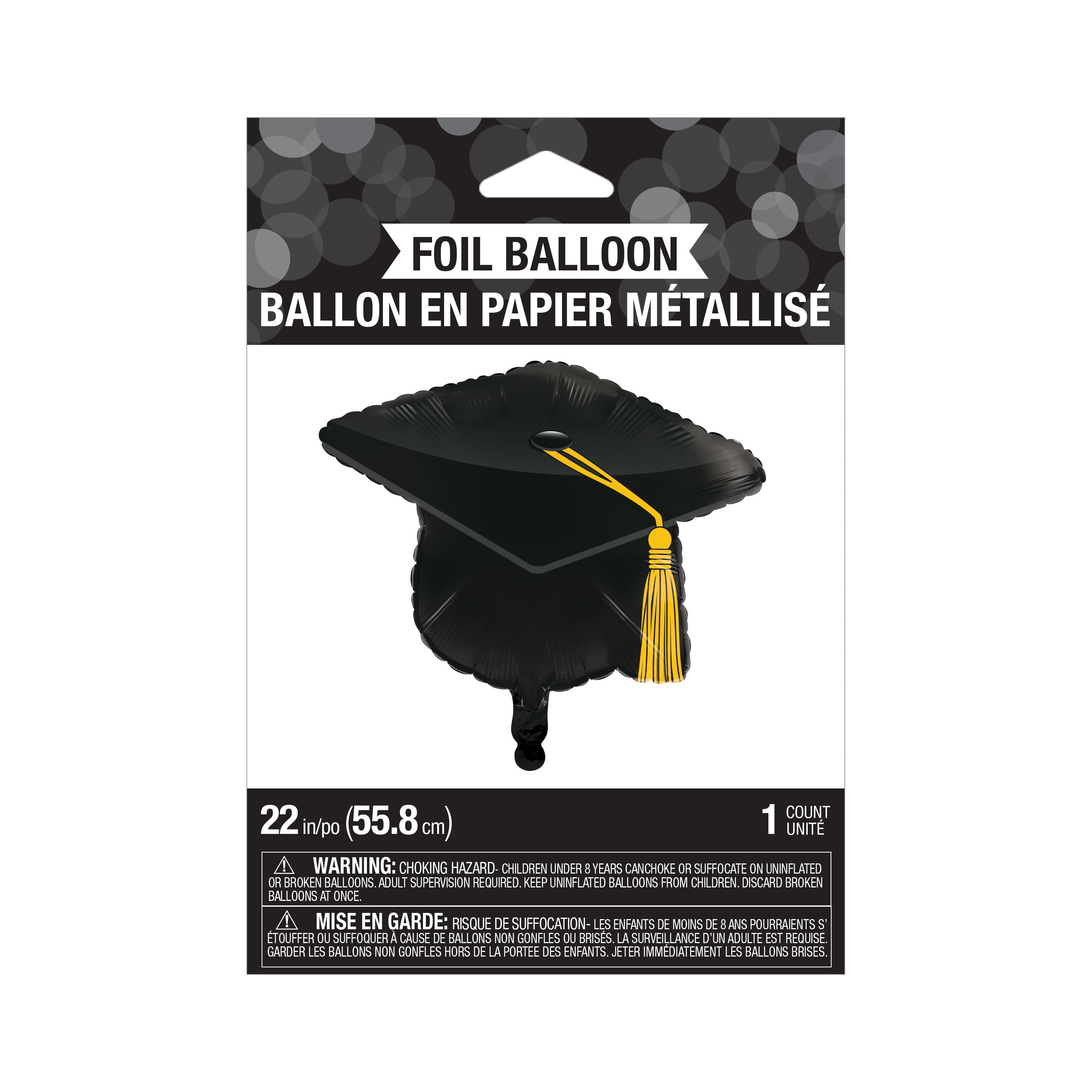 Black Graduation Cap Mylar Balloons, 3 