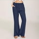 thumbnail image 2 of Pantalones de lino acampanados de cintura alta para mujer - Poliéster, corte holgado, informal de verano, 2 of 5
