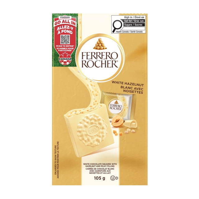 FERRERO ROCHER, 10 Individually Wrapped, Premium Hazelnut White Chocolate Squares
