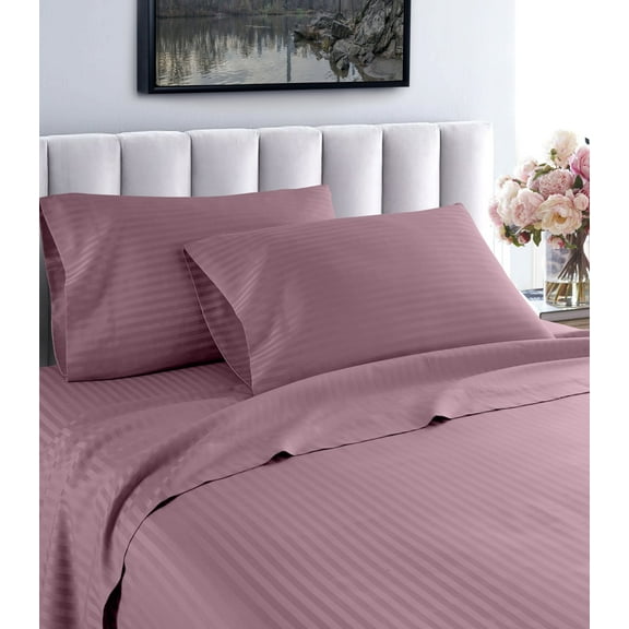 1200 Thread Count 100% Cotton Stripe Sheet Set (Twin, Purple)