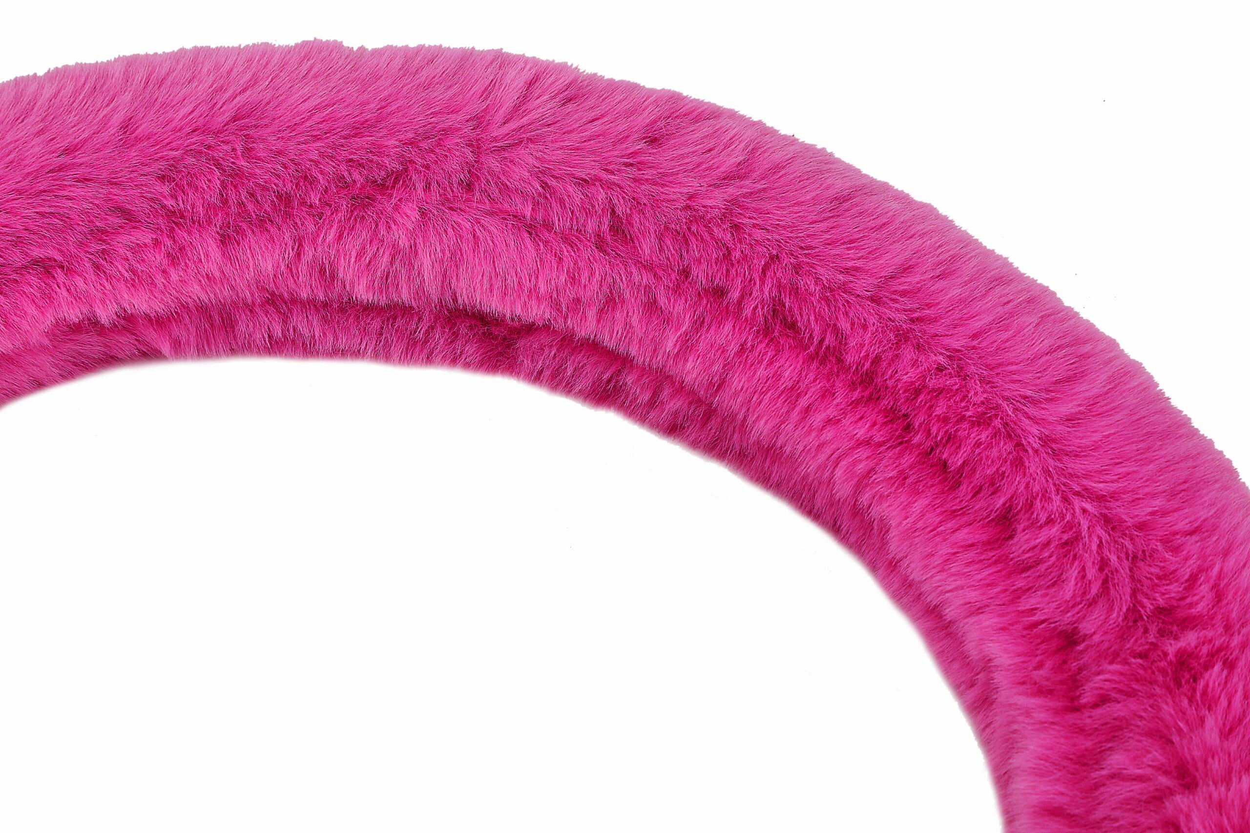 Emerald Universal 14.6"-15.4" Plush Steering Wheel Cover, Soft Faux Fur - Purple