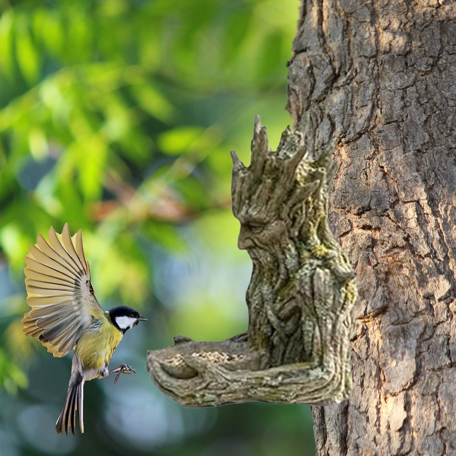 Sculptural Bird Feeder for Bird Lovers: The Quiet Offering Tree-Integrated Ancient Feeder with Hidden Keyhole Hanger for Yard, Patio, or Garden