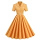 thumbnail image 1 of Puntoco Vestido De Longitud Media Con Cordones Y Cintura Alta Para Mujer, Escote Cuadrado, Temperamento Retro, Tetona, Manga Corta, Adelgazante, Amarillo S,Regalos Para Mujer Joven, 1 of 9