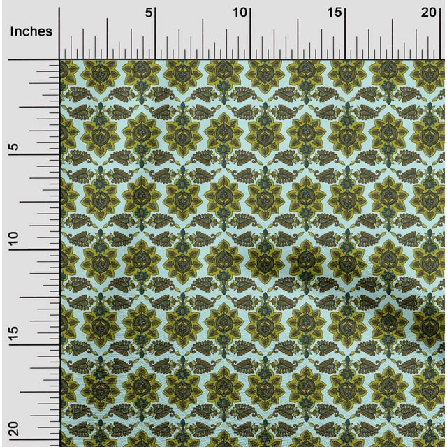 oneOone Cotton Poplin Fabric Floral & Paisley Block Decor Fabric Printed BTY 56 Inch Wide