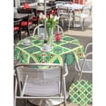 thumbnail image 5 of Outdoor Tablecloth with Umbrella Hole for Patio/Picnic/Party/Camping, Bohemia Waterproof Table Cloth Round Cover Washable, Vintage Country Farmhouse Boho Style Light Green (Dia 60"), 5 of 8