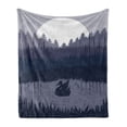 thumbnail image 1 of Duck Soft Flannel Fleece Throw Blanket, Gloomy Dark Night with an Animal Silhouette Full Moon Setting, Cozy Plush for Indoor and Outdoor Use, 70" x 90", Ceil Blue Blue Grey, by Ambesonne, 1 of 6