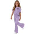thumbnail image 6 of Enyan Girls Clothes Short Sleeve Graphic Tee and Cargo Pants Set Summer Casual 2-Piece Outfit,11-12 Years, 6 of 7