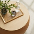 thumbnail image 6 of Perla Round Vegan Leather Storage Ottoman in Tan, 6 of 9