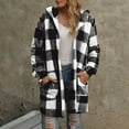 thumbnail image 2 of VBVC No Boundarie Women's and Women's Plus Plaid Cardigan,Hooded Long Sweaters For Women,Ladies Open-Front Coats with Pockets,Black,Size XL, 2 of 5