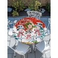 thumbnail image 6 of Round Fitted Tablecloth with Elastic Edge, Red Christmas Waterproof Table Cloth Table Cover for 45"-54" Tables, Winter Snowman Xmas Pine Tree Snowflakes Tablecloths for Dining Picnic Party Outdoor, 6 of 9