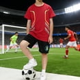 thumbnail image 2 of MEZZALL Boys Summer Athletic Outfit Sets Wear O-Neck Breathable Short Sleeve Tee And Stretch Shorts Outdoor Sports Play Comfortable Casual Children Cute Summer Clothes Sets Girls Boys Playful Designs, 2 of 5