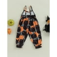 thumbnail image 4 of Bagilaanoe Toddler Baby Girl Halloween Jumpsuit Sleeveless Ghost/Cartoon Cat Pumpkin Print Romper Sling Overalls 1T 2T 3T 4T 5T 6T Kids Long Pants Casual Outfits, 4 of 9