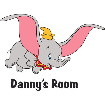 Flying Elephant Dumbo Cartoon Customized Wall Decal Custom Vinyl Wall Art Personalized Name Baby Girls Boys Kids Bedroom Wall Decal Room Decor