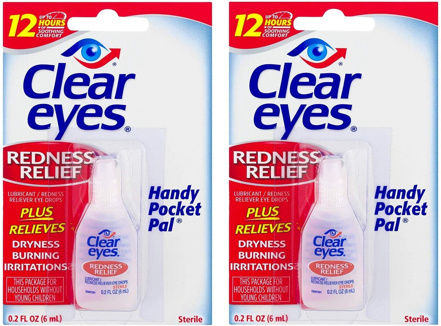 Clear Eyes, Handy Pocket Pal Redness Relief Eye Drops, 0.2 FL OZ (Pack of 2)