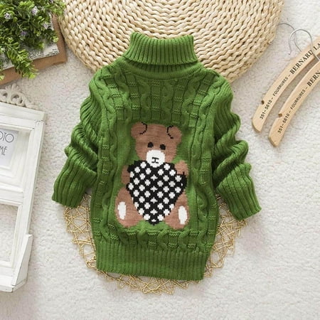 

Yubatuo Toddler Kids Baby Girls Boy Bear Print Sweater Knit Crochet Tops Clothes Outfits Baby Boy Clothes Green 20