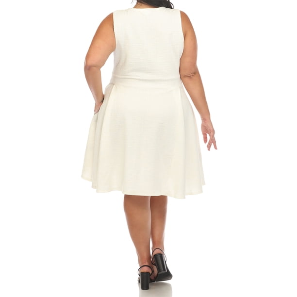 green emerald velvet dress Women's Solid Fit and Flare Dress – White Mark