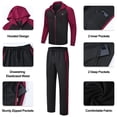 thumbnail image 3 of Satankud Men's Tracksuits 2 Pieces Set Long Sleeve Causal Full Zip Hiking Jogging Gym Sports Sweatsuit for Men 2 Piece Hoodie Outfits Black&Wine S, 3 of 10