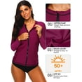 thumbnail image 3 of Alove Women's Solid Zipper Front Rash Guard Long Sleeve Swimsuit Shirt Top UPF 50+, 3 of 7
