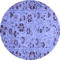 thumbnail image 1 of Ahgly Company Indoor Round Oriental Blue Traditional Area Rugs, 3' Round, 1 of 4