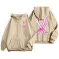 thumbnail image 4 of Shadoumai Womens Breast Cancer Awareness Hoodies Full Zip Up Jacket Ribbon Graphic Oversized Sweatshirt Jackets Fall Winter Clothes, 4 of 6