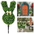 thumbnail image 5 of Easter Rabbit Shaped Topiary Trees - Set of 2 - 2ft High Easter Artificial Boxwood - Swaying Ears and Brown Bow Tie - UV-Resistant - Indoor & Outdoor Decor(3D), 5 of 9