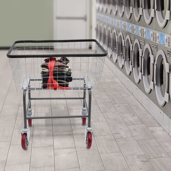 ToppiJoy Wire Laundry Cart Rolling Laundry Basket with Wheels Commercial Wire Laundry Basket Cart for Laundry Clothes Storage