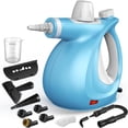 thumbnail image 1 of Limpiador de vapor natural a presión multisuperficie con 12 accesorios, vaporizador multiusos para uso doméstico, vaporizador para limpieza de pisos, tapicería, lechada y coche, gris y azul, 1 of 5