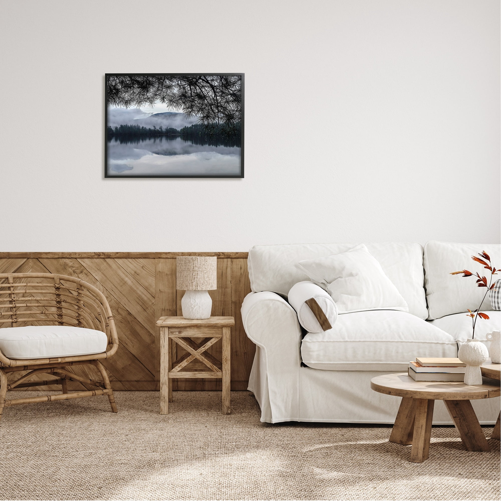 Stupell Industries Trees Surrounding Hazy Mountainous Landscape Lake , 30 x 24, Design by Kelly Sinclair