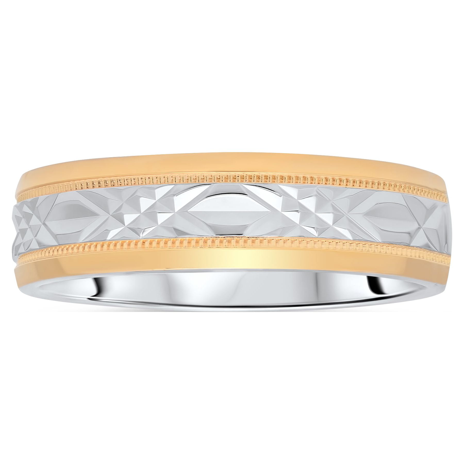Brilliance Fine Jewelry His and Hers Sterling Silver Diamond Cut 14K Gold Plated Wedding Band Set