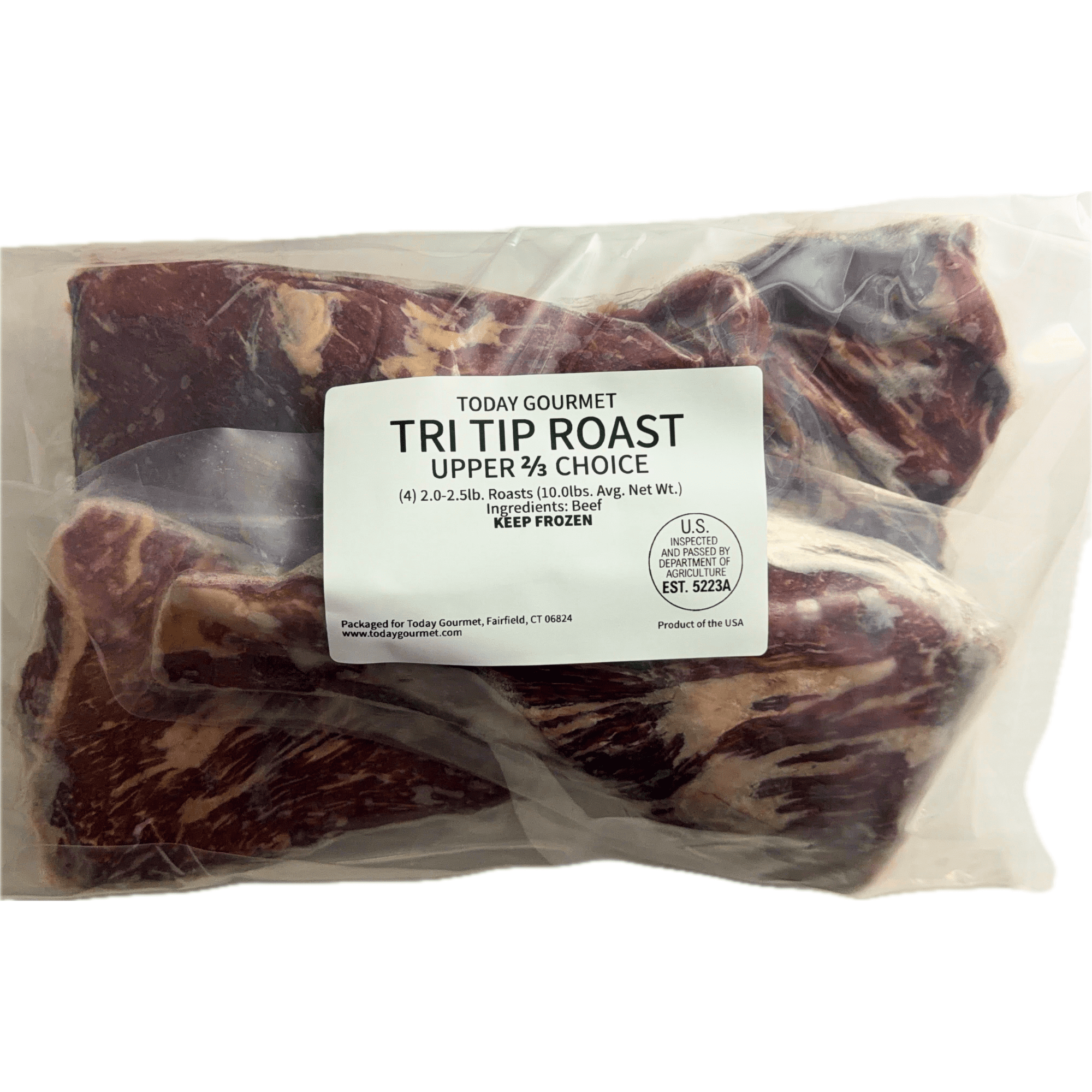 Today Gourmet Upper 2/3 Choice Tri Tip Roast - (4) 2-2.5lb Roasts