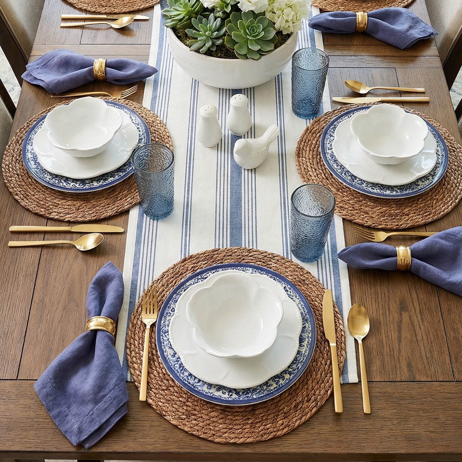 Laquedecraft 13.8" Round Brown Seagrass Rattan Placemats Set of 4 | Woven Farmhouse Spring Plate Chargers for Wedding, Party, Christmas, Events
