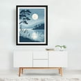 thumbnail image 2 of Whispers of the Moon: A Japanese-Inspired Landscape with a Full Moon over a Serene Lake - Digital Art Moon Night Sky Lake Landscape Nature Water Scenic Black Framed Wall Art Print 12 x 16 inches, 2 of 3