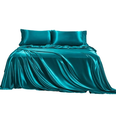 LMTODLFG 4-Piece Plain Woolen Bed Sheet Set - Sateen Weave Deep Pocket Mattress Cover All-Season Breathable Bedding for Hotel-Style Luxury​​
