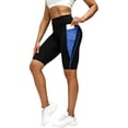 thumbnail image 2 of Hurx Capri Leggings with Pockets for Women Tummy Control Knee Length Leggings Yoga Pants Women Capri Pants Workout Blue,3XL, 2 of 7