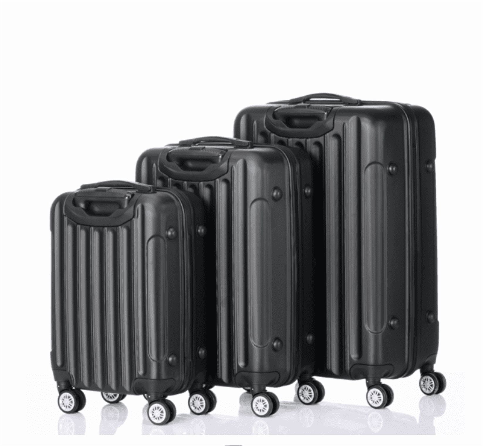 Alvantor 3-in-1 Large Capacity Travel Suitcase Set, Durable ABS+PC Hardshell Luggage with Wheels, Black (20"|24"|28")