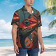 thumbnail image 3 of Fuzoiu Colorful Reptile And Leaves Print Hawaiian Shirt for Men, Summer Beach Casual Short Sleeve Button Down Shirts, Men’s Beach Summer Shirts with Pocket,Medium, 3 of 7