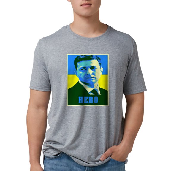 CafePress - Ukrainian President Zelenskyy Ukraine Flag T Shirt - Mens Tri-blend T-Shirt