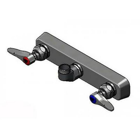 T&S Brass - 8'' Wall Mount Workboard PRU Base Faucet, Less Nozzle, SC-Eternas, Lever Handles