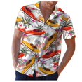 thumbnail image 1 of Camisas Para Hombre Top de primavera y verano para hombre, blusa informal holgada de manga corta con cuello vuelto y estampado Hawaiano, blusa informal con botones (Yellow, XXL), 1 of 3