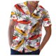 thumbnail image 1 of Camisas Para Hombre Top de primavera y verano para hombre, blusa informal holgada de manga corta con cuello vuelto y estampado Hawaiano, blusa informal con botones (Yellow, L), 1 of 3