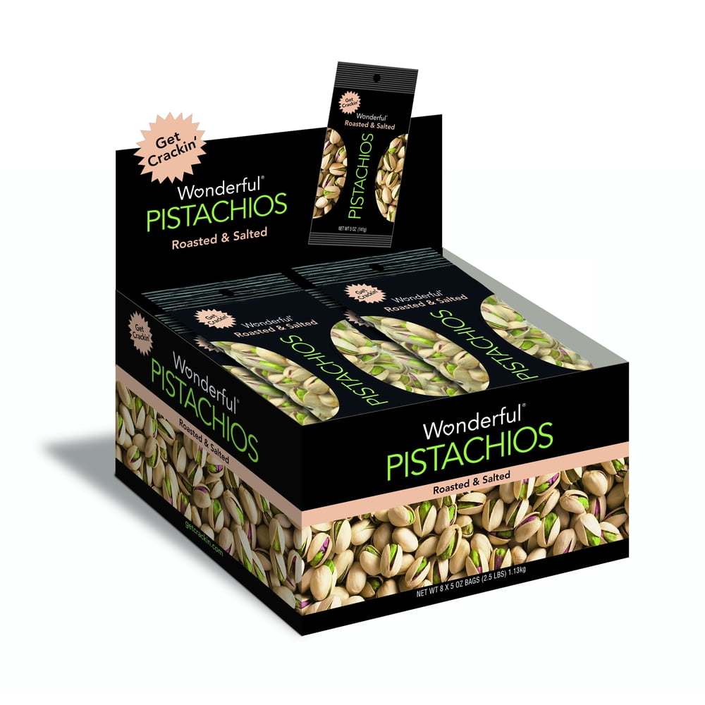 Wonderful, Roasted & Salted Pistachio Nuts in Shell Pillow Bag, 5 Oz, 8