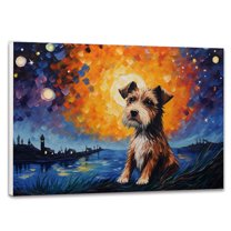 Bul Terrier Dog Canvas Van Gogh Starry Night Wall Art Gifts Canvas Wall Art Frame Music Artist Customized Canvas Framed Photo Art Work For The Bedroom(Gifts For Dog Lover )