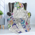 thumbnail image 4 of Amsterdam Soft Flannel Fleece Throw Blanket, Hand-drawn Style Houses of Vibrant Watercolor Splashes Details, Cozy Plush for Indoor and Outdoor Use, 60" x 80", Multicolor, by Ambesonne, 4 of 5