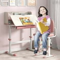 thumbnail image 4 of Costway Kids Study Desk with 7-Level Tiltable Desktop Adjustable Height Pull Out Drawer Pink, 4 of 10