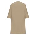 thumbnail image 3 of Womens Summer Fashion Casual Solid Color Mid-Sleeve Cotton Linen Long Button Dress, 3 of 9